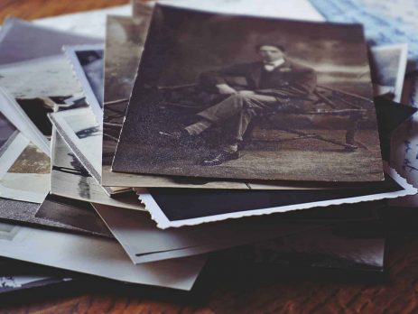 Old photographs in a pile