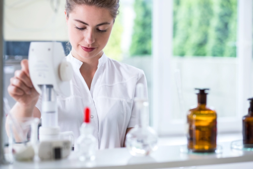 Science student working in a lab