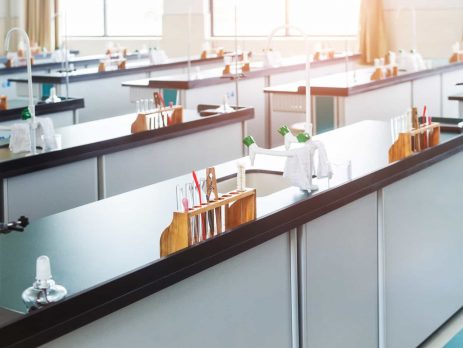 Empty school chemistry lab