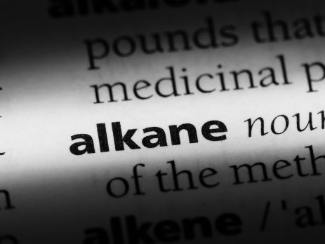 The word 'alkane' highlighted in a dictionary