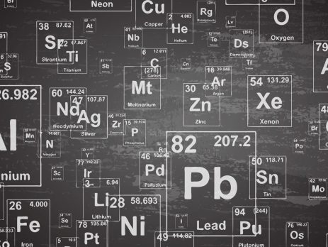 Chemical elements. Background illustration on blackboard