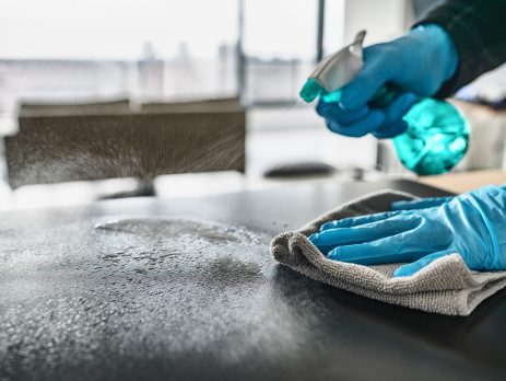 Surface disinfectant which includes rubbing alcohol