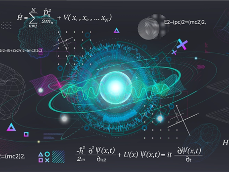 Science elements concept art including quantum mechanics
