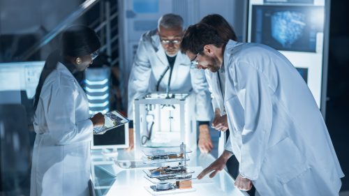 Scientists working out background calculations