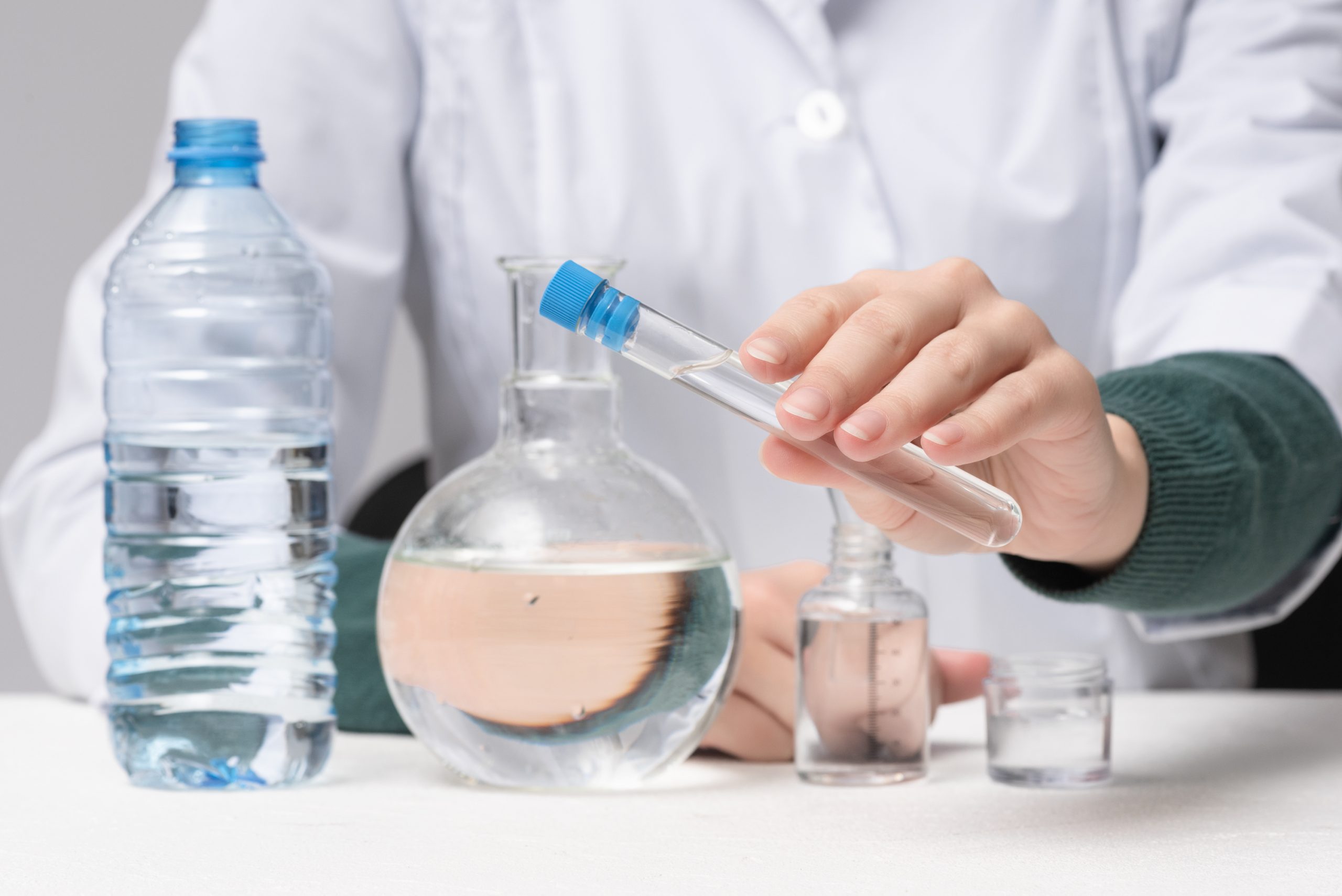 A scientist analysing and testing water
