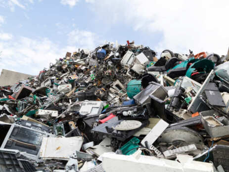 A large pile of electronic waste