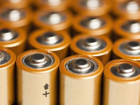 Close up of rows of batteries