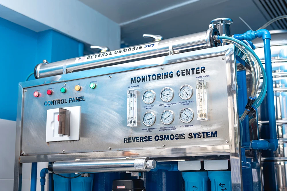 Reverse osmosis equipment in a factory